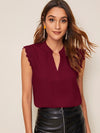 Notch Neck Guipure Lace Trim Top
