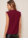 Notch Neck Guipure Lace Trim Top