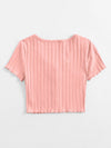 Lettuce Edge Button Front Rib knit Top