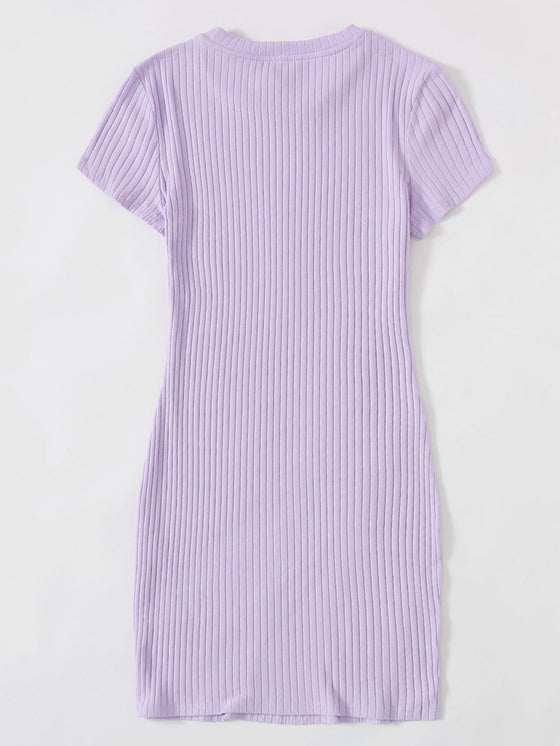 Solid Rib knit Bodycon Dress