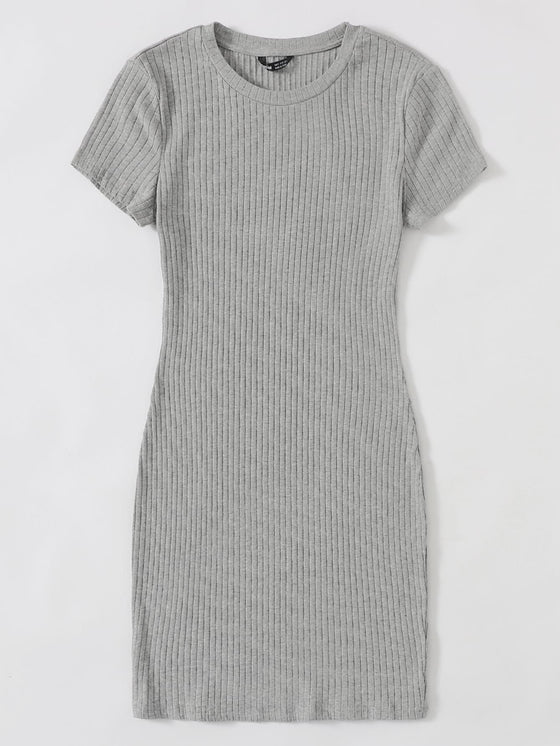 Solid Rib knit Bodycon Dress