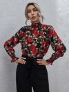 Allover Floral Print Shirred Detail Top