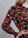 Allover Floral Print Shirred Detail Top