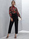 Allover Floral Print Shirred Detail Top