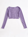 Lettuce Edge Waffle Knit Button Up Top