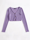 Lettuce Edge Waffle Knit Button Up Top