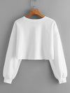 BASICS Drop Shoulder Solid Crop Pullover