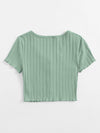 Lettuce Edge Button Front Rib knit Top