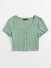 Lettuce Edge Button Front Rib knit Top
