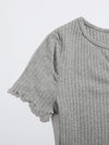 Button Front Lettuce Trim Crop Top