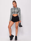 Mock Neck Snakeskin Pattern Crop Top