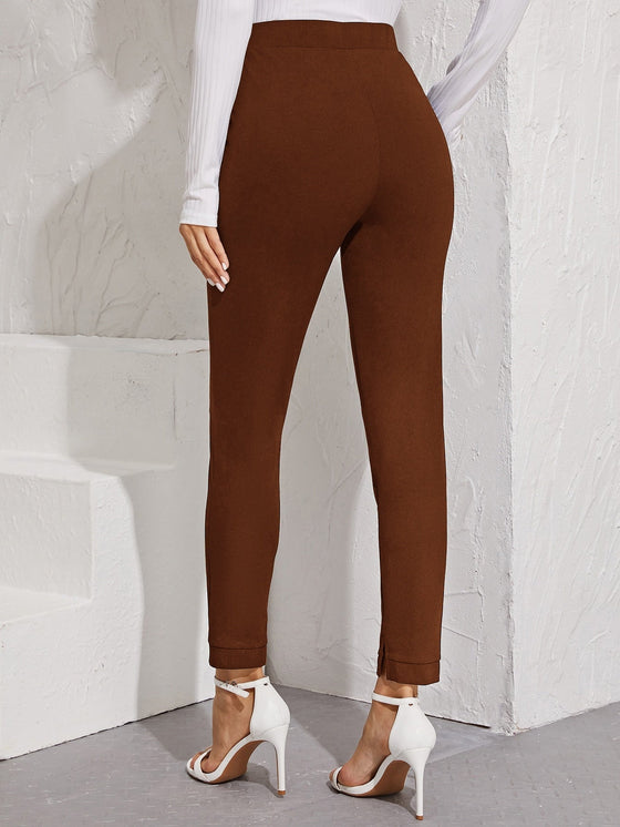 Elastic Waist Split Hem Pants