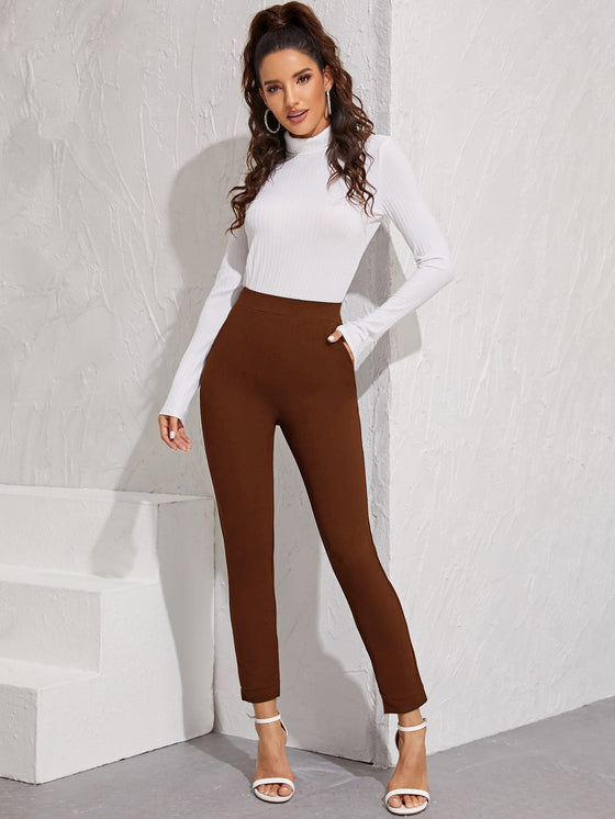 Elastic Waist Split Hem Pants