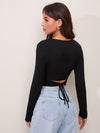 Tied Cutout Back Crop Tee
