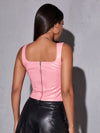 SXY Faux Leather Zip Up Cropped Tank Top