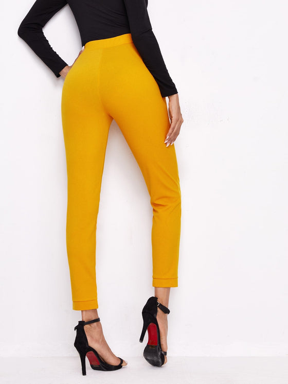 Elastic Waist Split Hem Pants