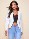 Zip Embellished Collarless Blazer