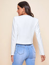 Zip Embellished Collarless Blazer