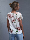 Floral Print Lace Short Sleeve Top