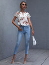 Floral Print Lace Short Sleeve Top