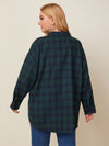 Plus Tartan Plaid Button Up Tunic Shirt