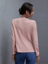 Padded Shoulder Open Front Blazer
