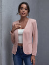 Padded Shoulder Open Front Blazer