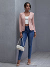 Padded Shoulder Open Front Blazer