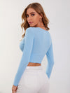 Surplice Neck Rib knit Crop Tee
