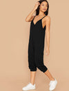 Double V Neck Hidden Pocket Cami Jumpsuit