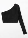 One Shoulder Rib knit Crop Top