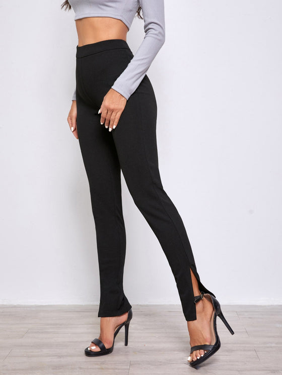 Split Hem Solid Pants