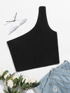 One Shoulder Rib knit Crop Top