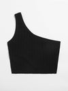One Shoulder Rib knit Crop Top