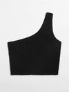 One Shoulder Rib knit Crop Top