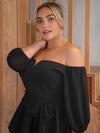 Plus Notched Off Shoulder Belted Peplum Top