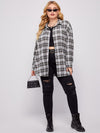Plus Tartan Plaid Button Up Tunic Shirt