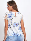 Floral Print Lace Short Sleeve Top