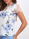 Floral Print Lace Short Sleeve Top