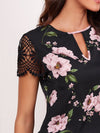 Floral Print Lace Short Sleeve Top