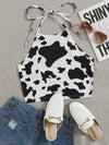 Plus Cow Pattern Halter Neck Top