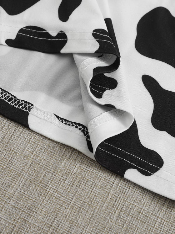 Plus Cow Pattern Halter Neck Top