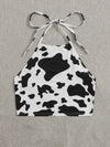 Plus Cow Pattern Halter Neck Top