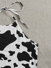Plus Cow Pattern Halter Neck Top