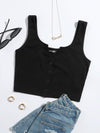 EZwear F Notched Neck Button Front Cropped Tank Top