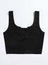 EZwear F Notched Neck Button Front Cropped Tank Top