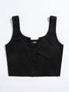 EZwear F Notched Neck Button Front Cropped Tank Top
