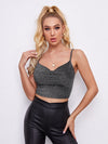 BAE Draped Neck Glitter Crop Cami Top