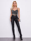 BAE Draped Neck Glitter Crop Cami Top