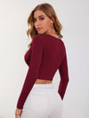 Surplice Neck Rib knit Crop Tee